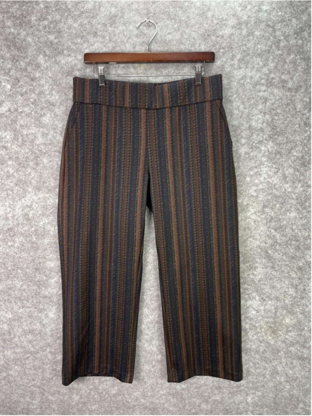 Liverpool Pants Womens 10 Multicolor Stripe Crop Ponte Pull On Stretch Work